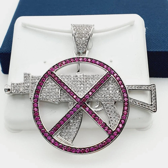 "925 Sterling Silver Plated CZ Pendant, INUS1BR273 - Picture 1 of 9